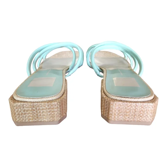 Dolce Vita Hapi Strappy Slip-on Slide Sandal Woven Geometric Block Heel Size 8 - Picture 3 of 7